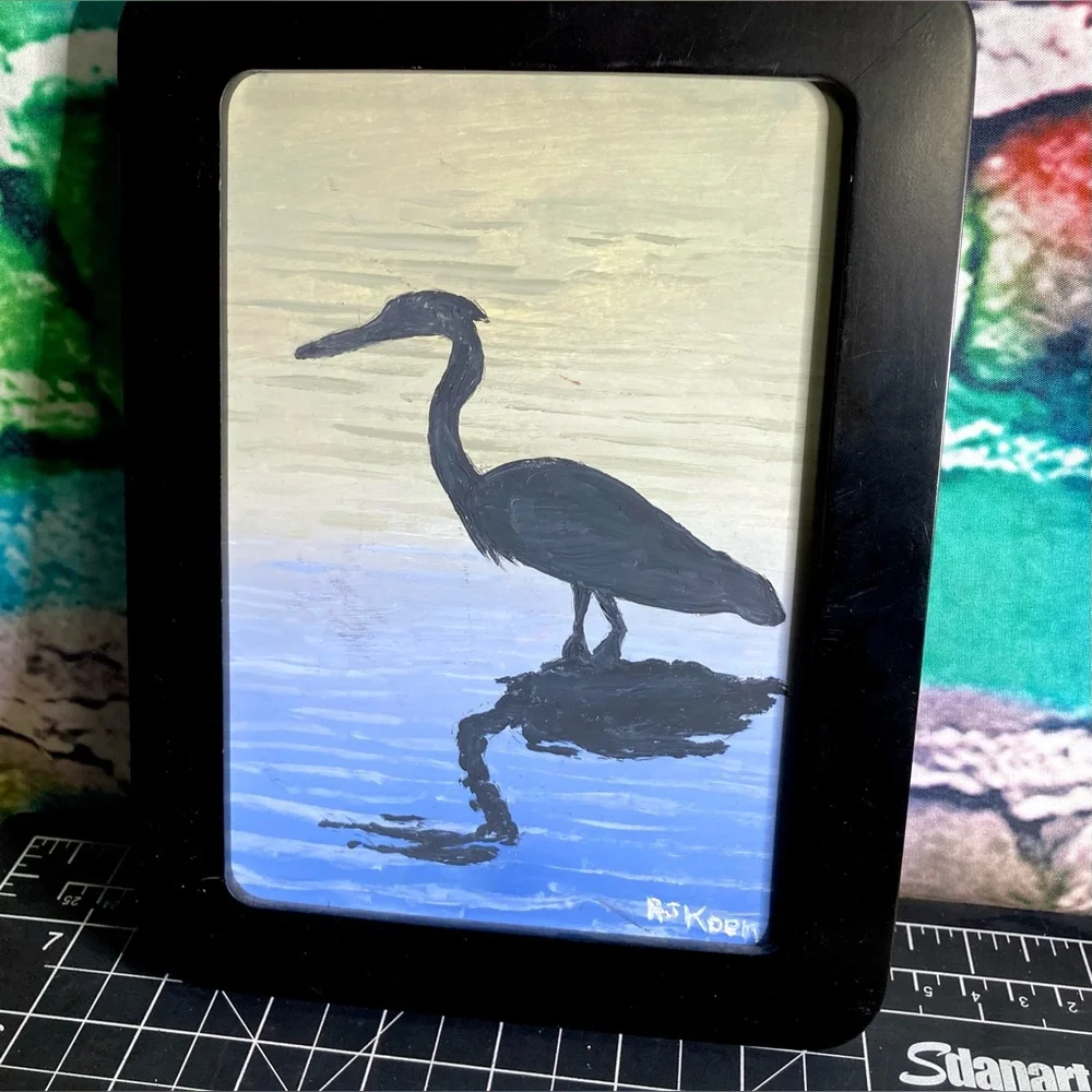 Small Waterscape Crane Painting